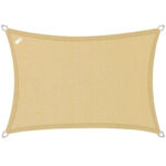 Buitenkado schaduwdoek rechthoek 3.5x4m – HDPE/RVS – zand beige