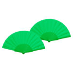 Spaanse handwaaier – 2x – groen – gerecycled kunststof/polyester – 42 x 23 cm – Verkleedattributen